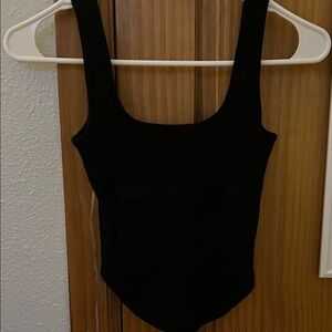 Black Ribbed Tank Top